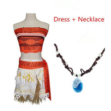 Load image into Gallery viewer, Adult Kids Princess Vaiana Moana Costume Dresses with Necklace Wig Women Girls Halloween Party Moana Dress Costumes Cosplay