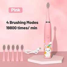 Load image into Gallery viewer, For Children Electric Toothbrush Cartoon Pattern Kids with Replace The Toothbrush Head Ultrasonic Electric Toothbrush