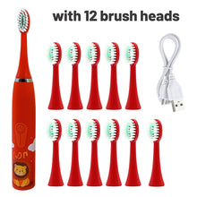 Load image into Gallery viewer, For Children Electric Toothbrush Cartoon Pattern Kids with Replace The Toothbrush Head Ultrasonic Electric Toothbrush