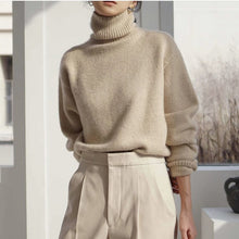 Load image into Gallery viewer, Cashmere Elegant Turtle Neck Women Sweater Soft Knitted Basic Pullovers O Neck Loose Warm Female Knitwear Jumper
