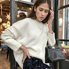 Load image into Gallery viewer, Cashmere Elegant Women Sweater Oversized Knitted Basic Pullovers O Neck Loose Soft Female Knitwear Jumper