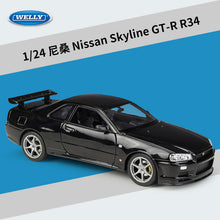 Load image into Gallery viewer, 1:24 Nissan Skyline GT-R R34 simulation alloy car model crafts decoration collection toy tools gift