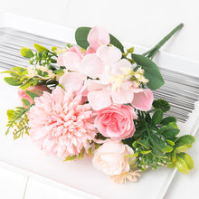 Load image into Gallery viewer, 5 pcs White Rose Artificial Silk Flowers Dandelion Wedding Fake Flower Bride Hand Bouquet Home Party Christmas Decoration Arrangement