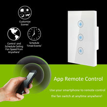 Load image into Gallery viewer, Wifi Smart Fan Switch In Wall Speed Control Enabled Variable Ceiling Touch Glass Panel Remote Tuya Alexa Google Home Assistant