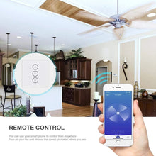 Load image into Gallery viewer, Wifi Smart Fan Switch In Wall Speed Control Enabled Variable Ceiling Touch Glass Panel Remote Tuya Alexa Google Home Assistant