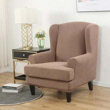 Load image into Gallery viewer, Wing back Chair Cover Jacquard Spandex Stretch Slipcovers for office Chairs Stylish 2 Piece Set With Elastic Band