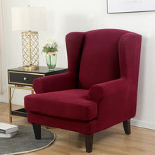 Load image into Gallery viewer, Wing back Chair Cover Jacquard Spandex Stretch Slipcovers for office Chairs Stylish 2 Piece Set With Elastic Band