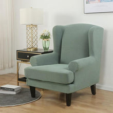Load image into Gallery viewer, Wing back Chair Cover Jacquard Spandex Stretch Slipcovers for office Chairs Stylish 2 Piece Set With Elastic Band