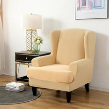 Load image into Gallery viewer, Wing back Chair Cover Jacquard Spandex Stretch Slipcovers for office Chairs Stylish 2 Piece Set With Elastic Band