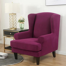 Load image into Gallery viewer, Wing back Chair Cover Jacquard Spandex Stretch Slipcovers for office Chairs Stylish 2 Piece Set With Elastic Band