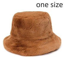 Load image into Gallery viewer, Winter Cow Leopard Faux Fur Fluffy Bucket Hats Women Outdoor Warm Sun Hat Soft Velvet Furly Fisherman Cap Lady Fashion Panama