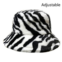 Load image into Gallery viewer, Winter Cow Leopard Faux Fur Fluffy Bucket Hats Women Outdoor Warm Sun Hat Soft Velvet Furly Fisherman Cap Lady Fashion Panama
