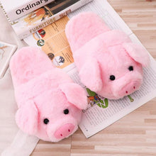 Load image into Gallery viewer, Winter Women Warm Indoor Slippers Ladies Fashion Cute Pink Pig Shoes Women's Soft Short Furry Plush Home Floor Slipper