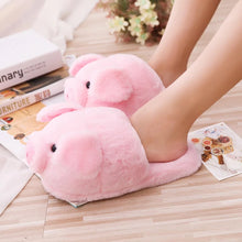 Load image into Gallery viewer, Winter Women Warm Indoor Slippers Ladies Fashion Cute Pink Pig Shoes Women's Soft Short Furry Plush Home Floor Slipper