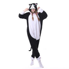 Load image into Gallery viewer, Winter Women Pajamas Kigurumi Unicorn Black Cat Animal Star Onesies Adult Couple Costume Cosplay Flannel Plus Size Sleepwear