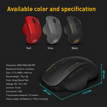 Load image into Gallery viewer, Wireless Mouse Ergonomic Computer Mouse PC Optical Mause with USB Receiver 6 buttons 2.4Ghz Wireless Mice 1600 DPI For Laptop
