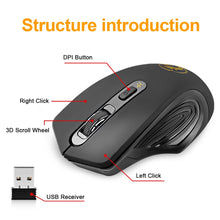 Load image into Gallery viewer, Wireless Mouse USB Computer Mouse Silent Ergonomic Mouse 2000 DPI Optical Mause Gamer Noiseless Mice Wireless For PC Laptop