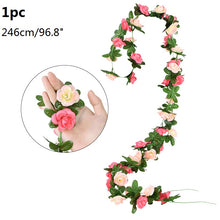 Load image into Gallery viewer, Wisteria Artificial Flower Vine Ivy Leaf Garland Silk Rose Flowers Rattan String Vine Wedding Arch Flower Home Garden Decoration