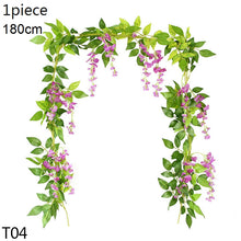 Load image into Gallery viewer, Wisteria Artificial Flower Vine Ivy Leaf Garland Silk Rose Flowers Rattan String Vine Wedding Arch Flower Home Garden Decoration