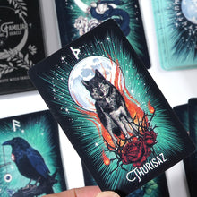 Load image into Gallery viewer, Witch'S Familiar Runic Oracle 24 Card Indie Tarot Deck Runes Rune Cards Animal Oracle Animal Viking Runes Tarot Deck Light Seer