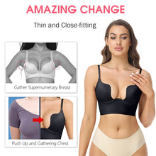 Load image into Gallery viewer, Women Deep U Multi-Way Push Up Convertible Low Cut Plunge Bra Shapewear Underwire Seamless Padded Body Shaper Backless Underwear