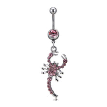 Load image into Gallery viewer, Women Fashion Piercing Pink Color Crystal Heart Wing Belly Navel Ring Dangle Personality Body Jewelry Accessories