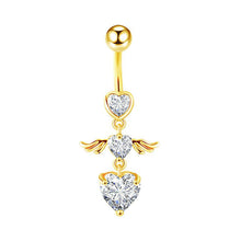 Load image into Gallery viewer, Women Fashion Piercing Pink Color Crystal Heart Wing Belly Navel Ring Dangle Personality Body Jewelry Accessories
