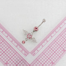 Load image into Gallery viewer, Women Fashion Piercing Pink Color Crystal Heart Wing Belly Navel Ring Dangle Personality Body Jewelry Accessories