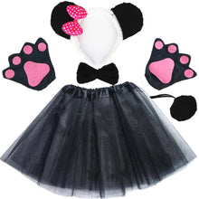 Load image into Gallery viewer, Women Girls White Black Animal Panda Costume Cosplay Headband Tutu Skirt Tie Tail Paw Birthday Party Halloween Gift Christmas
