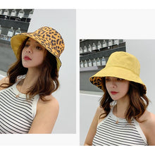 Load image into Gallery viewer, Women Leopard Print Bucket Comfortable Breathe Foldable Men Beach Flat Top Sun Fishing Hat High Quality Flat Panama Hat Street