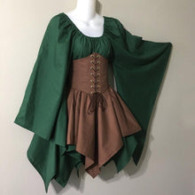 Load image into Gallery viewer, Women Medieval Elf Fairy Elven Cosplay Costume Wench Celtic Princess Formal Dress High Waist Party Skirts Cincher Top Corset Set