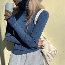 Load image into Gallery viewer, Women heaps collar Turtleneck Sweaters Autumn Winter Slim Pullover Women Basic Tops Casual Soft Knit Sweater Soft Warm Jumper