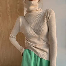Load image into Gallery viewer, Women heaps collar Turtleneck Sweaters Autumn Winter Slim Pullover Women Basic Tops Casual Soft Knit Sweater Soft Warm Jumper