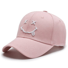 Load image into Gallery viewer, Women's Smile Face Embroidery Baseball Caps Kpop Black Cotton Adjustable Snapback Funny Hip Hop Cap Autumn Sun Dad Hats for Mens