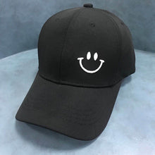 Load image into Gallery viewer, Women's Smile Face Embroidery Baseball Caps Kpop Black Cotton Adjustable Snapback Funny Hip Hop Cap Autumn Sun Dad Hats for Mens