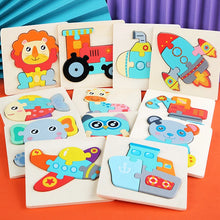Load image into Gallery viewer, Wooden Toys 3D Puzzle Jigsaw Board Toys for Children Kids Baby Early Educational Brain Teaser Animal Cartoon Puzzle