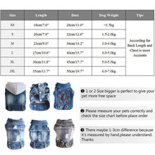 Load image into Gallery viewer, XS-2XL Denim Dog Clothes Cowboy Pet Dog Coat Puppy Clothing For Dogs Jeans Jacket Dog Vest Coat Puppy Outfits Cat Clothes