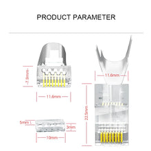 Load image into Gallery viewer, xintylink CAT8 CAT7 CAT6A rj45 connector 50U RJ 45 ethernet cable plug network SFTP FTP shielded jack 1.5mm hole pass through