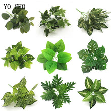 Load image into Gallery viewer, Home Garden Decoration 5 Forks Leaf Artificial Plants Green Grass Tress Silk Fake Flowers Simulation Plants Wall Material