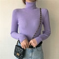 Load image into Gallery viewer, Women Pullover Turtleneck Sweater Autumn Long Sleeve Slim Elastic Korean Simple Basic Cheap Jumper Solid Color Top