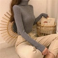 Load image into Gallery viewer, Women Pullover Turtleneck Sweater Autumn Long Sleeve Slim Elastic Korean Simple Basic Cheap Jumper Solid Color Top