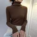Load image into Gallery viewer, Women Pullover Turtleneck Sweater Autumn Long Sleeve Slim Elastic Korean Simple Basic Cheap Jumper Solid Color Top
