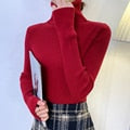 Load image into Gallery viewer, Women Pullover Turtleneck Sweater Autumn Long Sleeve Slim Elastic Korean Simple Basic Cheap Jumper Solid Color Top