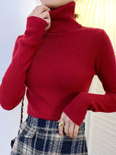 Load image into Gallery viewer, Women Pullover Turtleneck Sweater Autumn Long Sleeve Slim Elastic Korean Simple Basic Cheap Jumper Solid Color Top