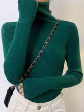 Load image into Gallery viewer, Women Pullover Turtleneck Sweater Autumn Long Sleeve Slim Elastic Korean Simple Basic Cheap Jumper Solid Color Top