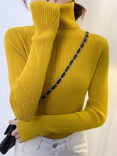 Load image into Gallery viewer, Women Pullover Turtleneck Sweater Autumn Long Sleeve Slim Elastic Korean Simple Basic Cheap Jumper Solid Color Top