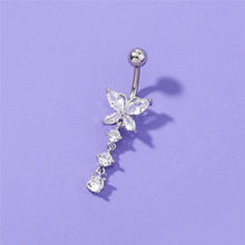 Load image into Gallery viewer, Zirconia butterfly pendant body piercing jewellery crystal navel ring