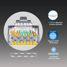 Load image into Gallery viewer, ZoeRax Cat6 RJ45 Connector 8P8C Modular Ethernet Cable Head Plug Gold-plated Cat 6 Crimp Network RJ 45 Crimper Connector