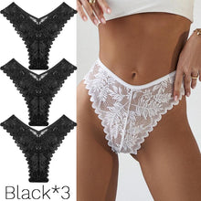 Load image into Gallery viewer, Lace Thongs 3Pcs/set Women Sexy G-string Underpants S-XL Lace Underwear Ladies Floral Panties Female Lingerie