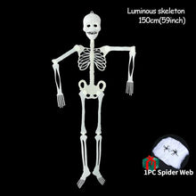 Load image into Gallery viewer, 150CM Scary Halloween Decoration Luminous Hanging Decor Roof Outdoor Party Horror Luminous Movable Skull Halloween Skeleton Prop